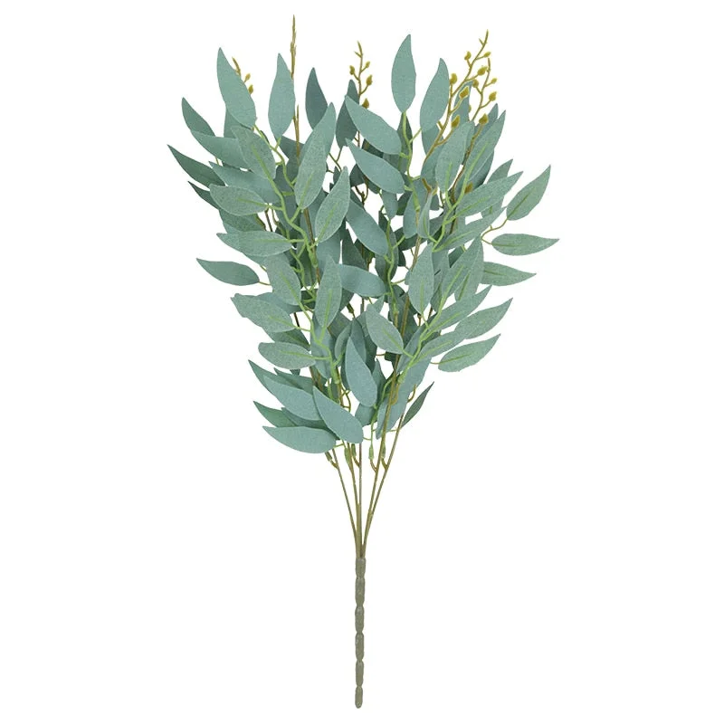 Silk Artificial Willow Bouquet Fake Green Leaves for Wedding Home Garden Vase Decoration Jungle Party DIY Plants Wreath