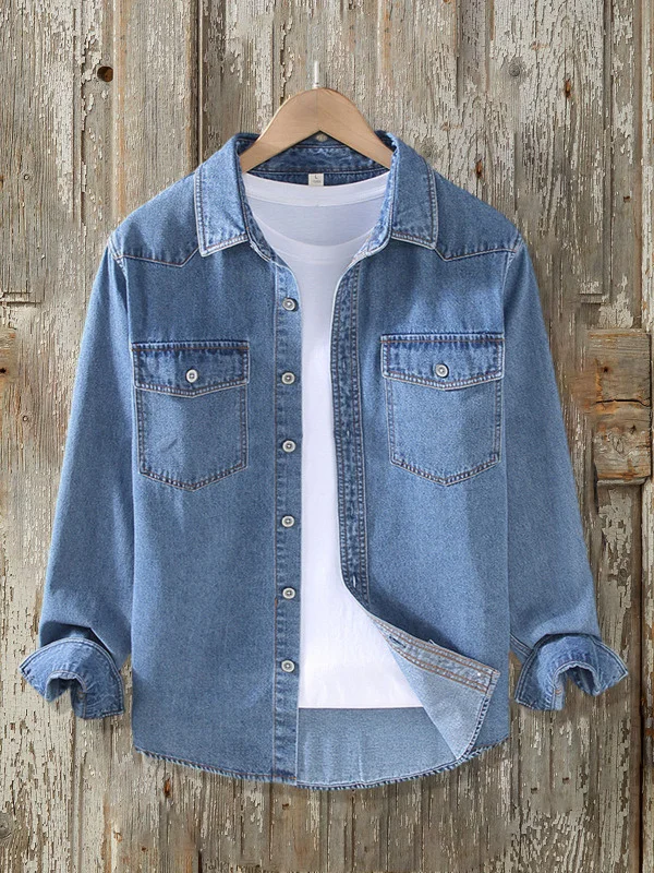 Men's retro denim shirt top jacket