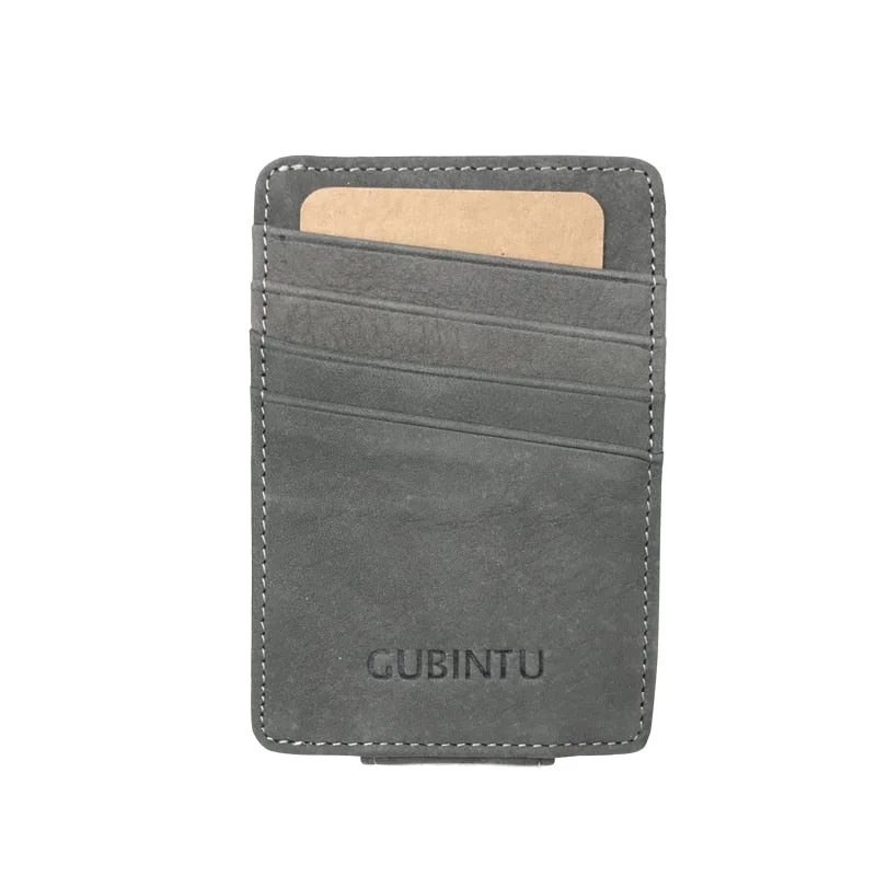 Genuine Leather Mini Slim Cash Women Men Holder Clamp for Money Clip I Male Female Wallet Purse with Card Bill Thin Coins Pocket
