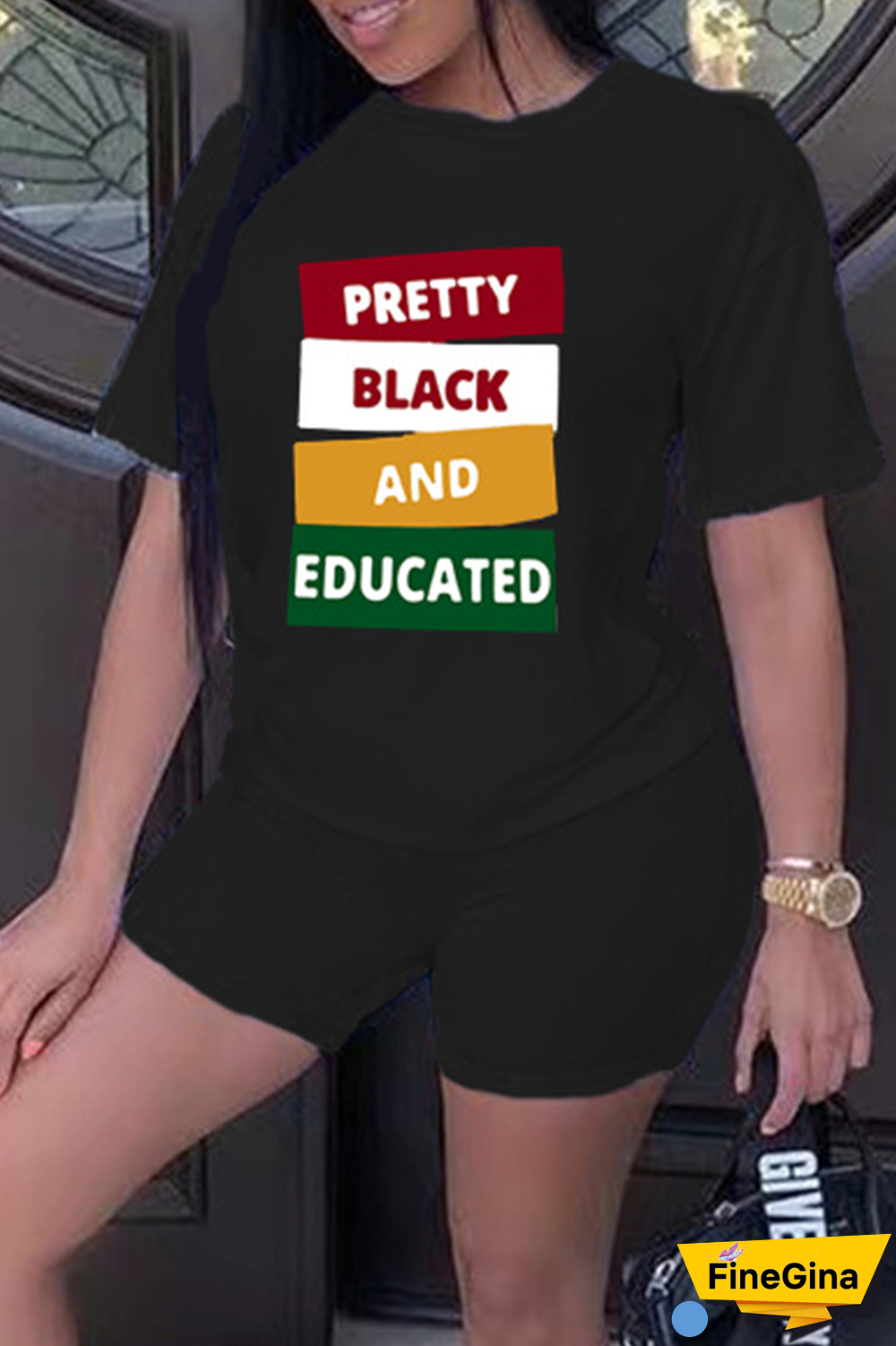 White Street Print Patchwork O Neck Short Sleeve Two Pieces