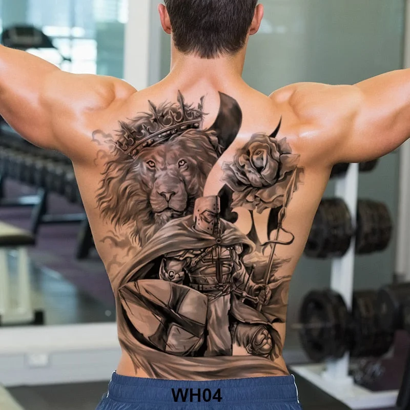 large temporary tatoo for men tattoo body art full back sexy tattoo sticker lion king tiger dragon tattoo designs waterproof