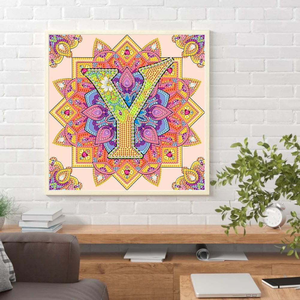 Special Shape Diamond Painting 30*30cm - Y Letter Mandala