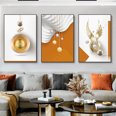 Modern gold leaf minimalist luxury Canvas Painting Deer Wall Art Print Poster Picture triptych Living Room Home Decoration