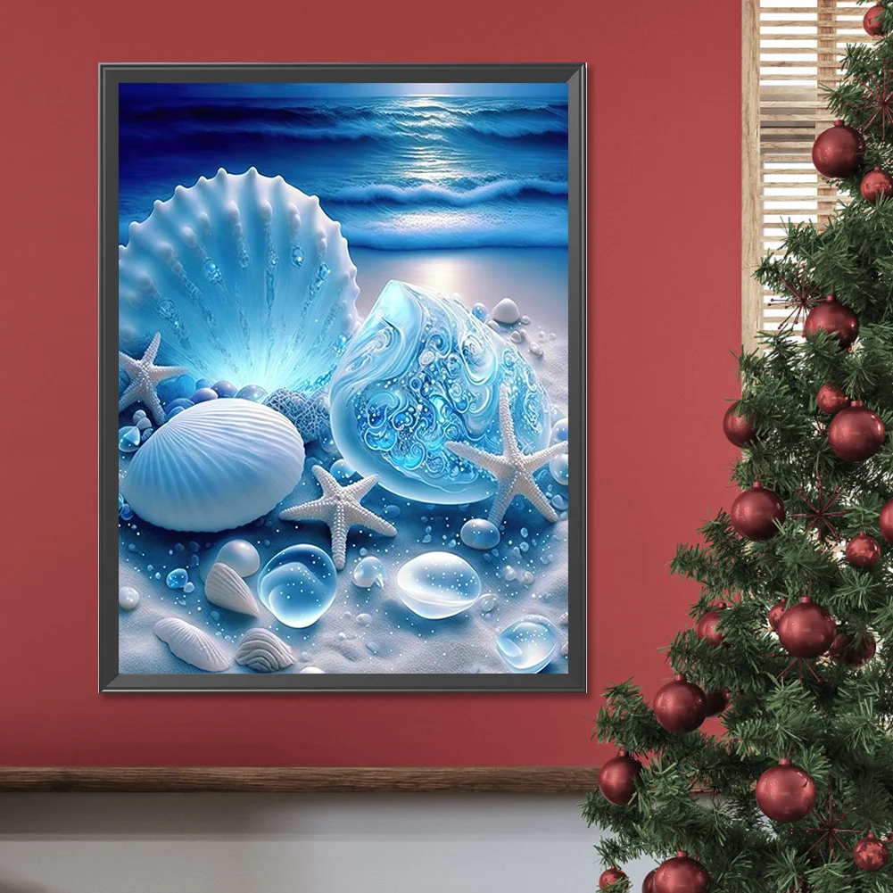 Diamond Painting - Full Round Drill - Coastal Blue Shell(Canvas|30*40cm)