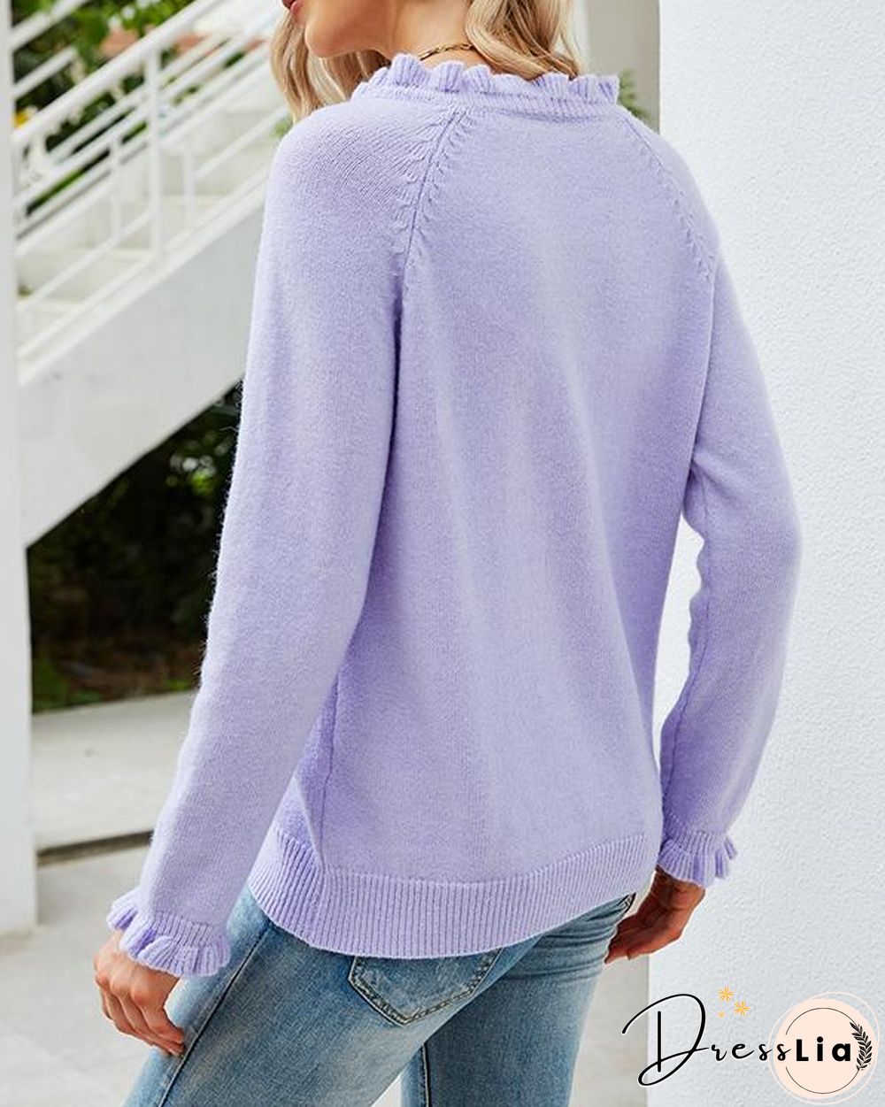 Pullover Button Round Neck Sweater