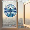 (18.5cm)DIY Acrylic Jigsaw Puzzle Window Hanging with Hanging Chain DIY Stained Glass Decoration Round Window Puzzle Decor for DIY Craft Project (Dragonfly)