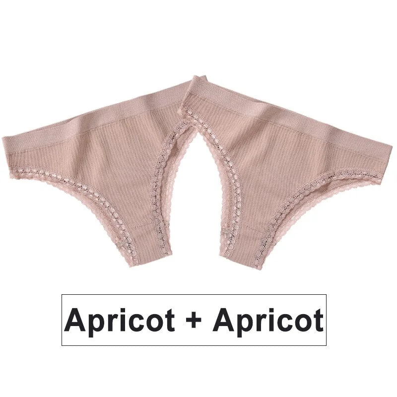 2PCS/Set Women Panties Sexy Lingerie Lace Underwear Female Underpants Solid Color Bikini Panties Seamless Briefs for Woman Girls