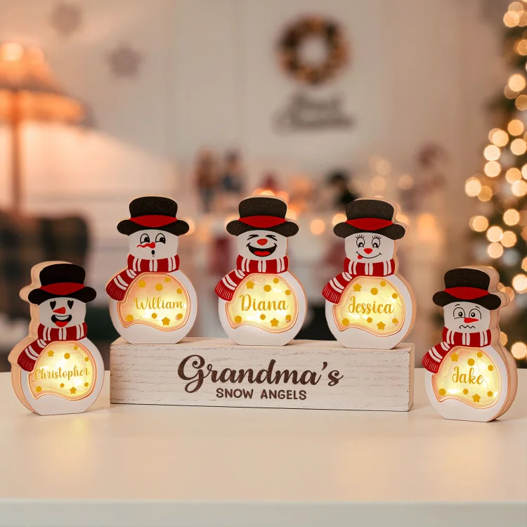 Little Snowmen - Personalized Lighted Wooden Snowman
