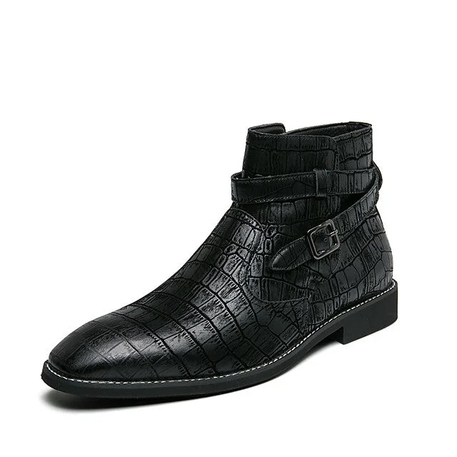 Men's Fall / Winter Business / Classic / Casual Daily Office & Career Boots Leather Breathable Non-Slipping Height-Increasing Black