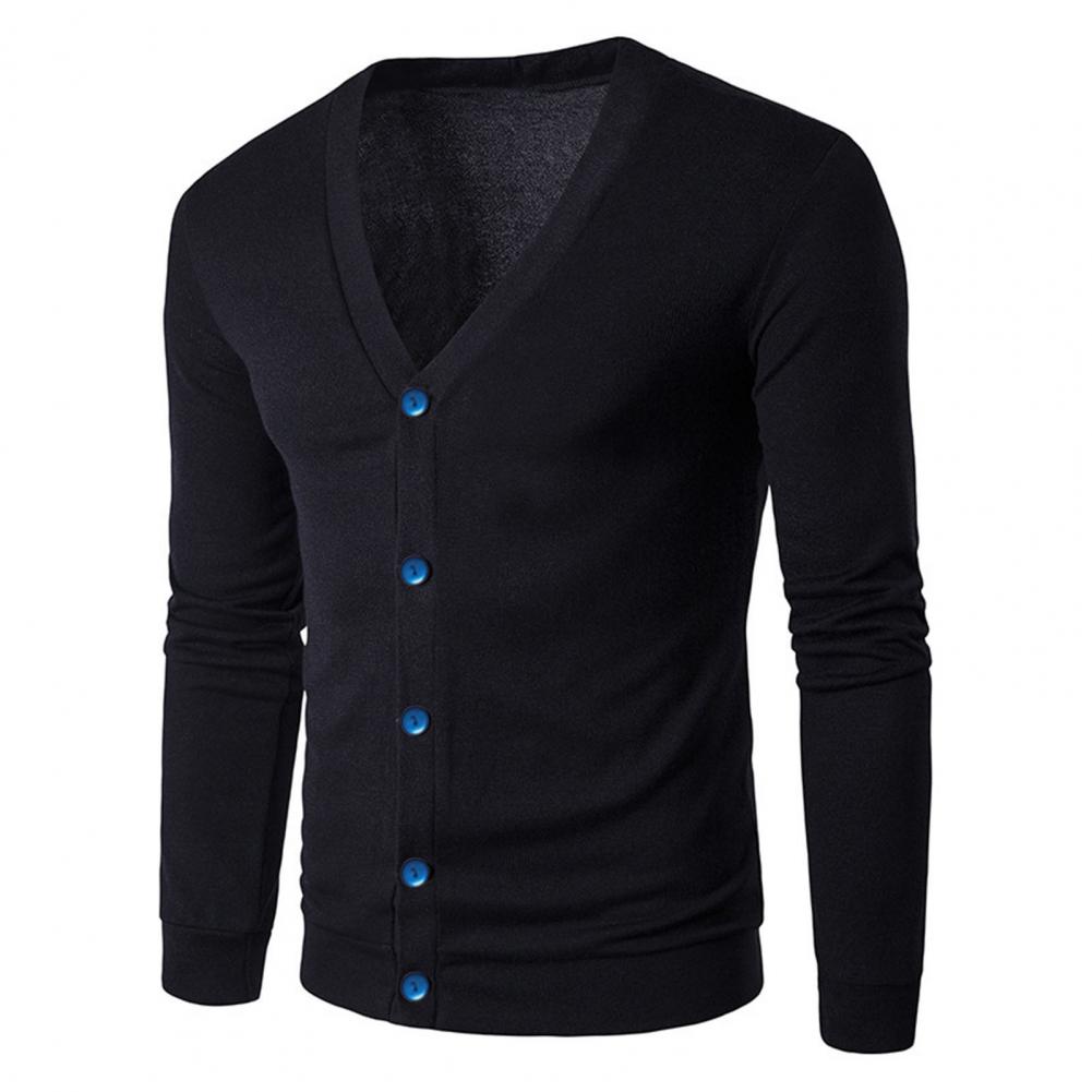 Men's Knit Single Breasted Solid Color Cardigan Sweater Cardigan