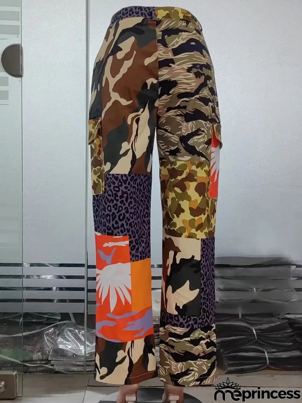 Plus Size Fashion Printed High Waist Camouflage Trousers