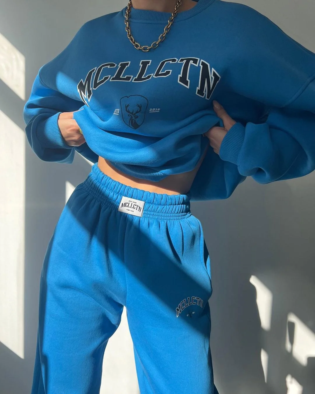 Nigikala Nigikala Women's Casual Fashion Print Thick Set Plus Velvet Long Sleeves Set