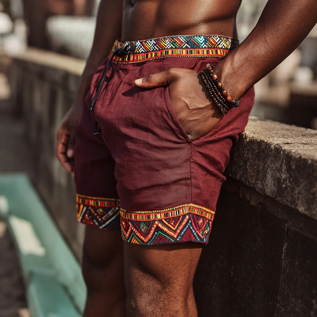 Men's Ethnic-Style Linen Shorts-INSPIREUSE