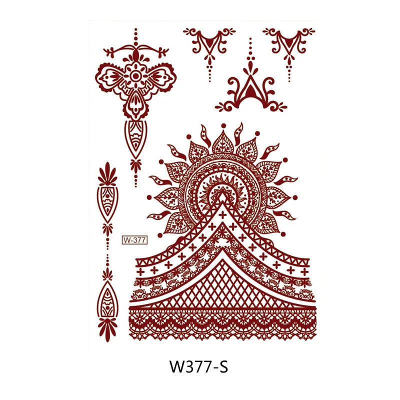 Waterproof Temporary Tattoo Sticker Chest Lace Henna Mandala wedding Flash Tattoos Flower Body Art Arm Fake Tatoo Women Men