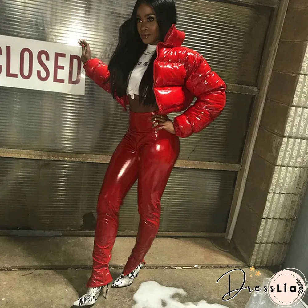 Zipper Design Long Sleeve High Neck Gilet Puffer Jacket