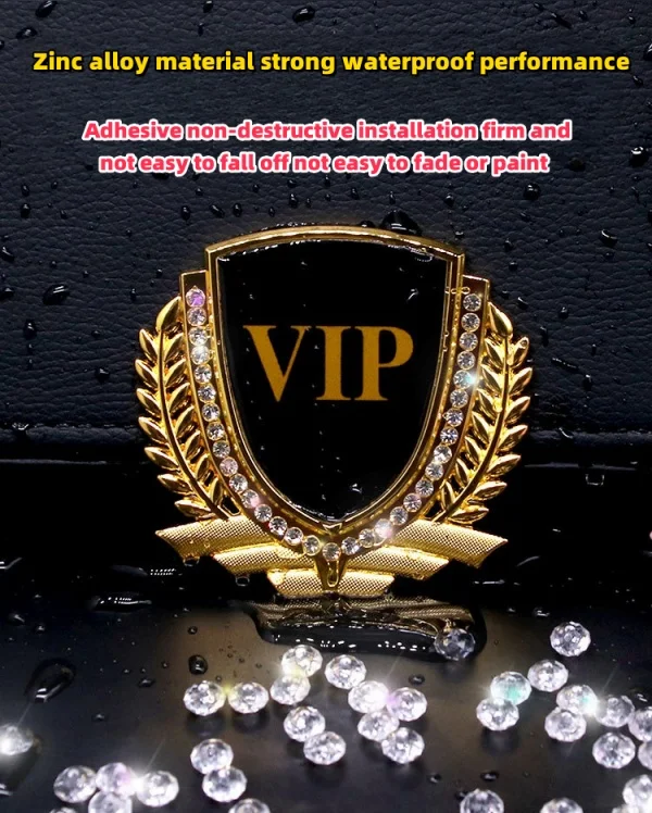 3D Car Side Logo With Diamond Ear Metal Body Sticker