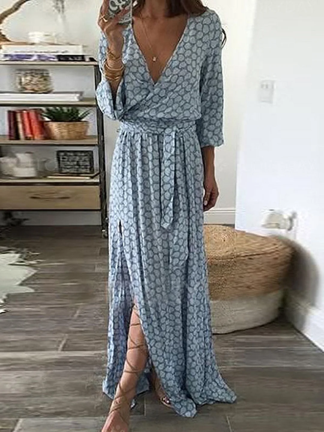 3/4 Sleeve Elegant Swing Casual dress