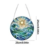 (Upgrade Size)DIY Diamond Painting Art Double Sided Effect Pendant Colorful Stained Glass Hanging Ornament Kit(Waves)