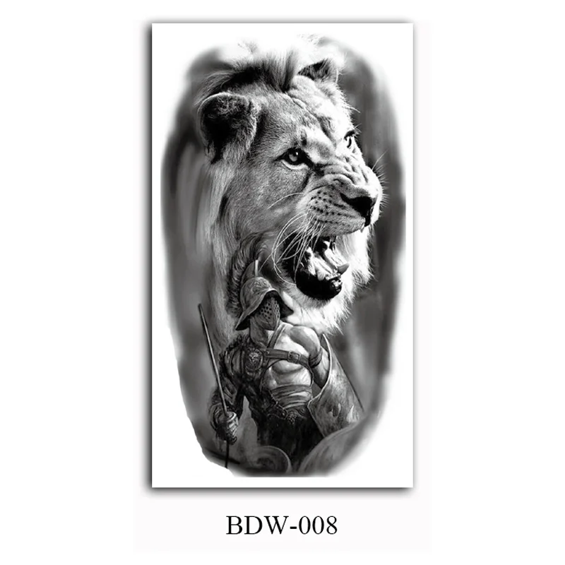 Sdrawing Arm Waterproof Temporary Tattoos for Men Tiger Wolf Animal Tattoo Stickers Body Art Skeleton Fake Tattoo for Women