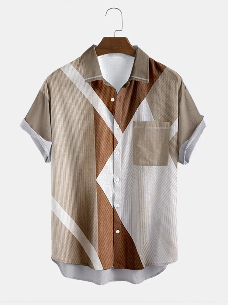 Khaki Geometric Stylish Casual Shirt