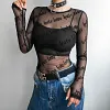 Mesh long sleeve t-shirt top