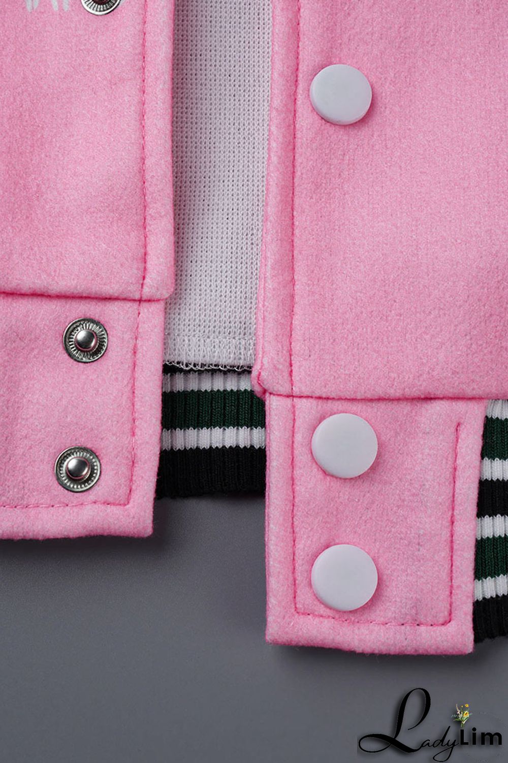 Pink Casual Print Patchwork Buckle Outerwear