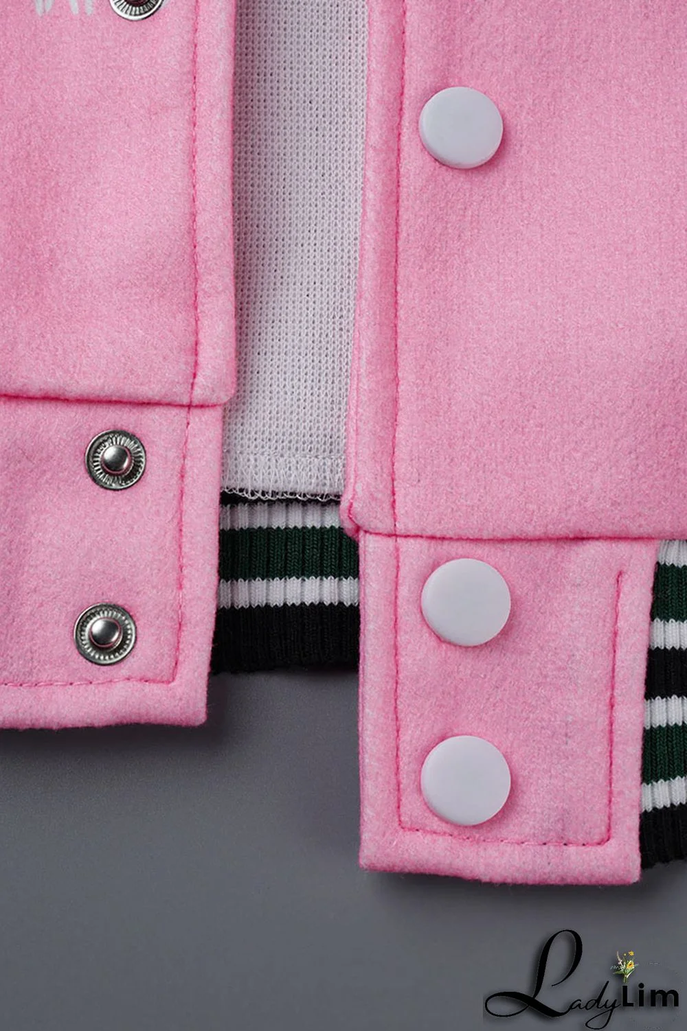 Pink Casual Print Patchwork Buckle Outerwear