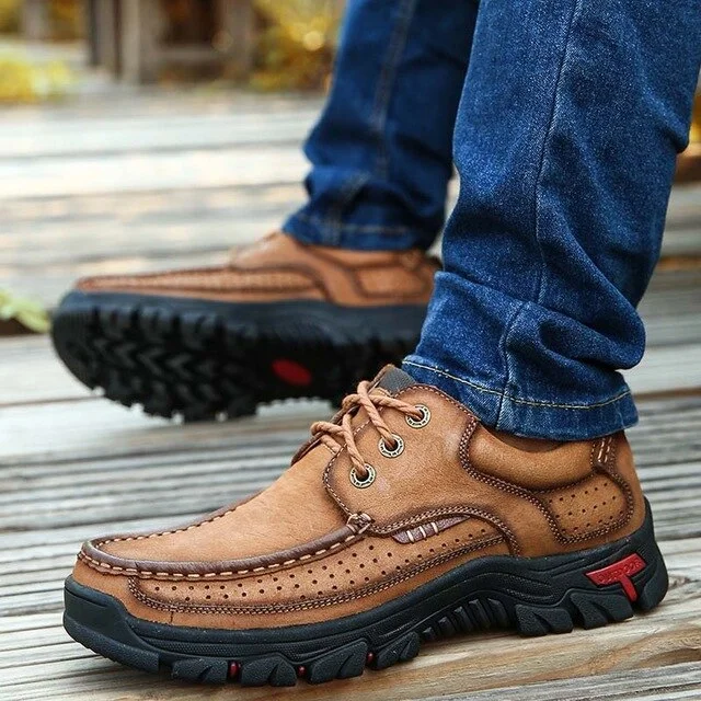Men Casual Shoes Breathable Genuine Leather Leisure Footwear Men Slip-On Outdoor Man Shoes Anti-skid Flats Loafers Zapatos Hombr