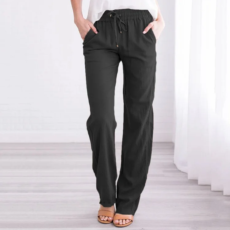 Women's Fashion Loose Solid Color Wild Casual Trousers