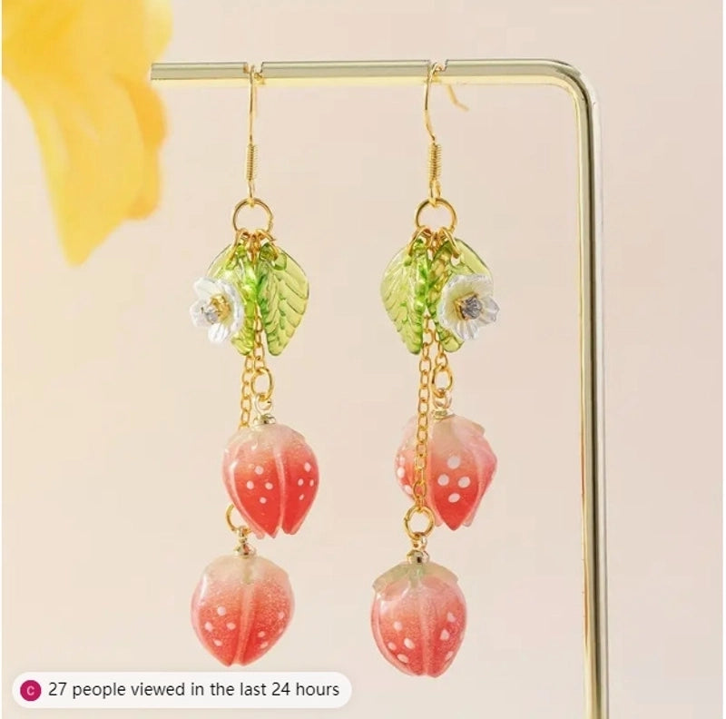 Popular Flower Earrings Chinese Advanced Color Creative Ear Hook Fresh Sweet Vitality Plant Pendant Jewelry