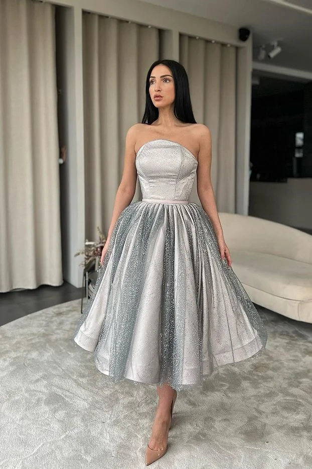 Silver short prom dress sale