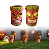 Outdoor Tiki Statue Garden Deco with Solar Light Hawaiian Tiki Ornament (Blue)
