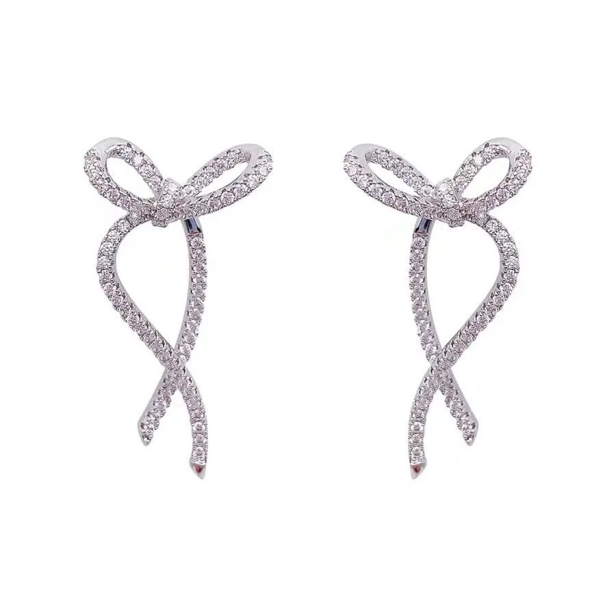 Elegant Rhinestone Bowknot Earrings