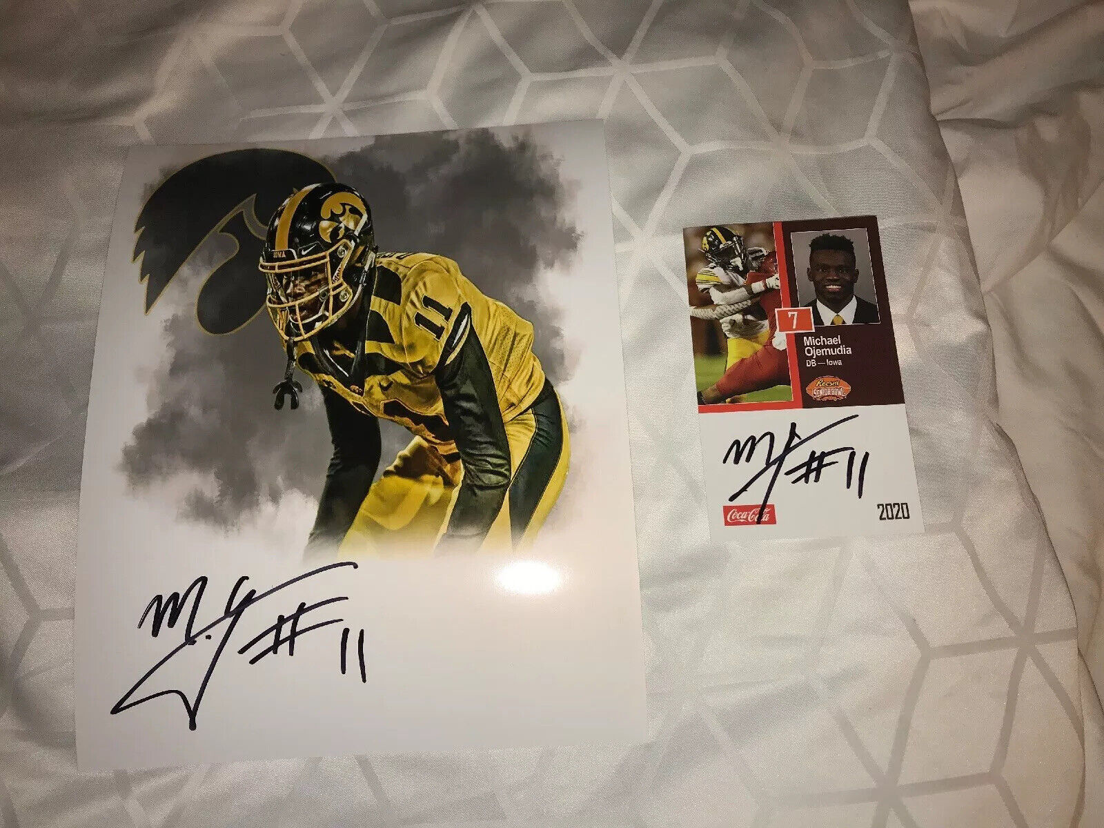 Michael Ojemudia Iowa signed autograph 8x10 football Photo Poster painting Senior Bowl Card B