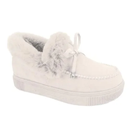 Women's round toe fleece thick warm cotton shoes