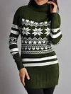 Women Christmas Snowflake Turtleneck Sweater Dress