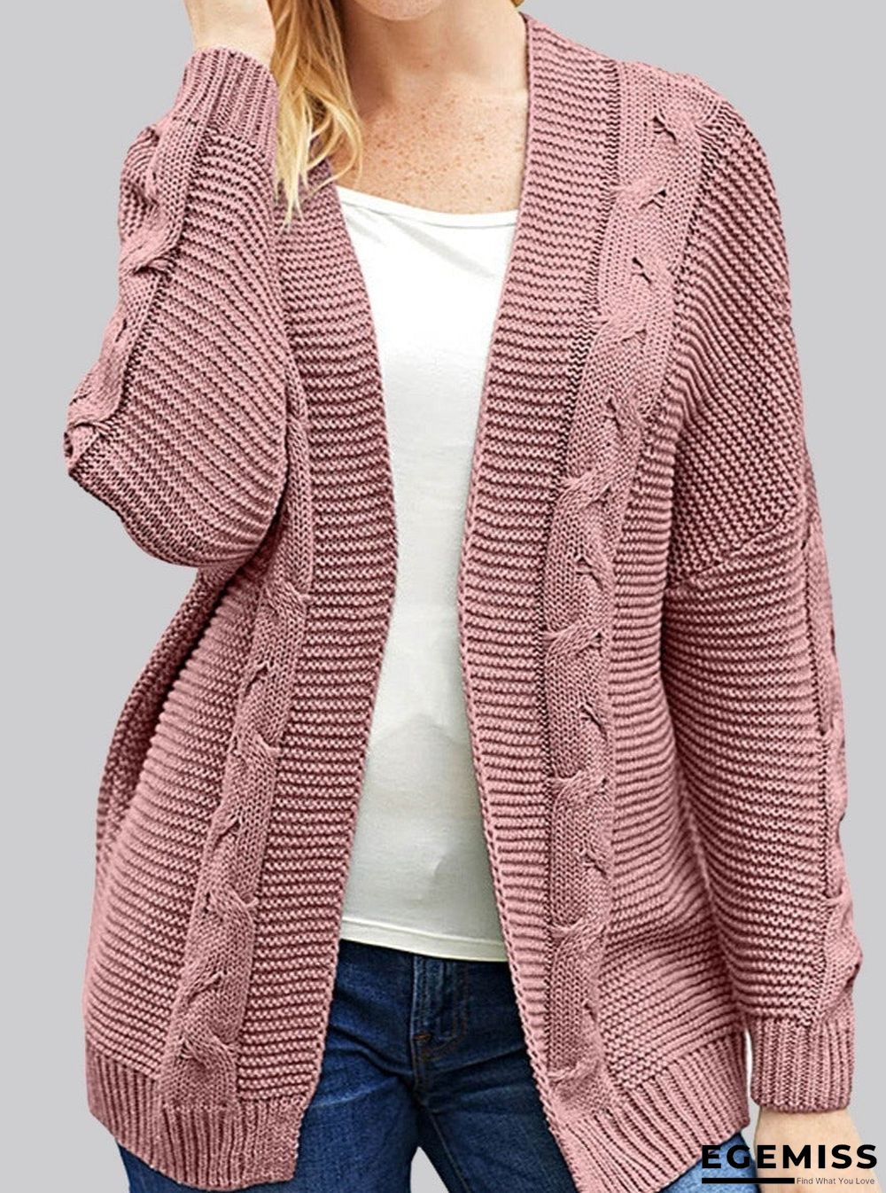 Casual Solid Color Long-Sleeved Cardigan | EGEMISS