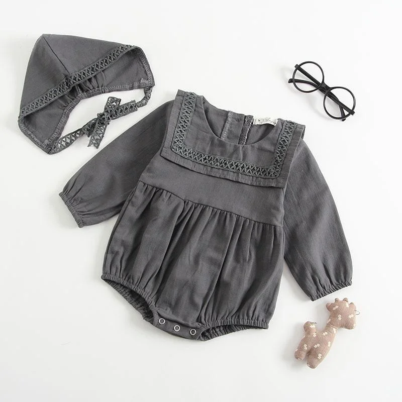 2pcs Baby Rompers+Hat 2019 Spring Newborn Infant Color Long Sleeve Jumpsuit Play Suit For Baby Girl Fashion Baby Girl Clothes
