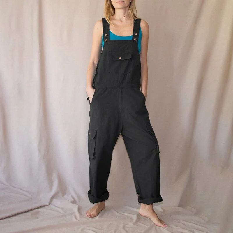 Women Jumpsuits Playsuits VONDA Female Cotton Linen Overalls Vintage Suspender Ladies Rompers Female Causal Pants S-