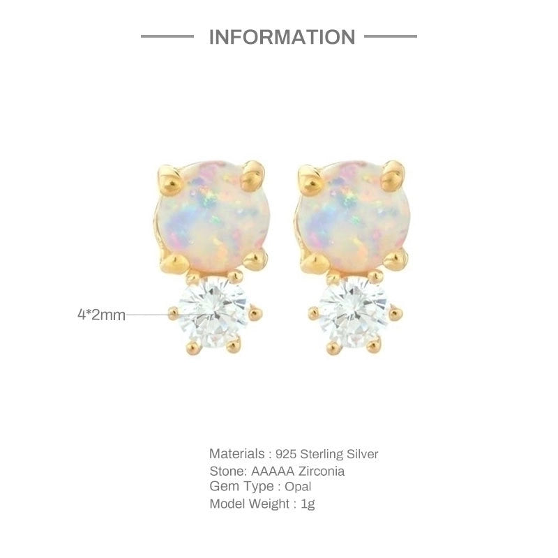 1 Pair 925 Sterling Silver Geometric Ear Studs