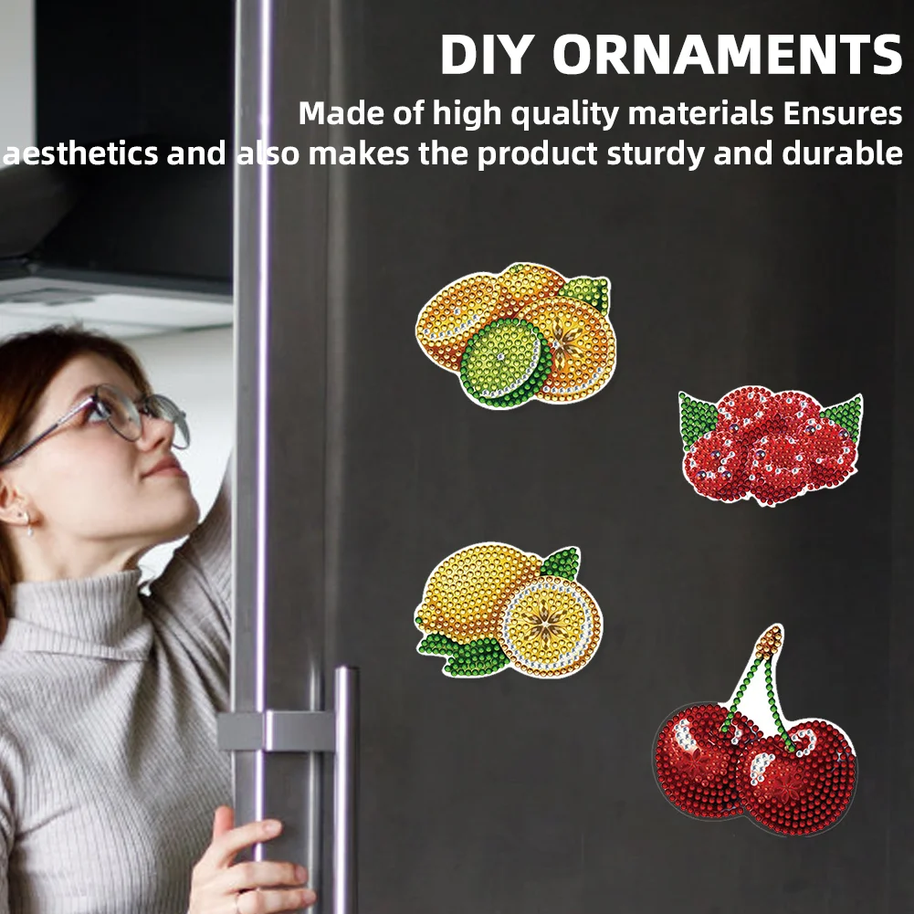12Pcs Diamond Art Magnets Fridge Sticker Set for Adults Beginners (CN562 Fruit)