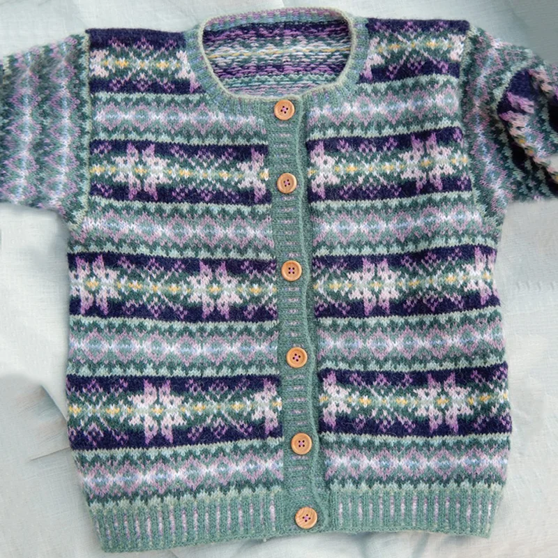 Vintage Icelandic Fair Isle Knit Jacquard Warmth Cardigan Unisex