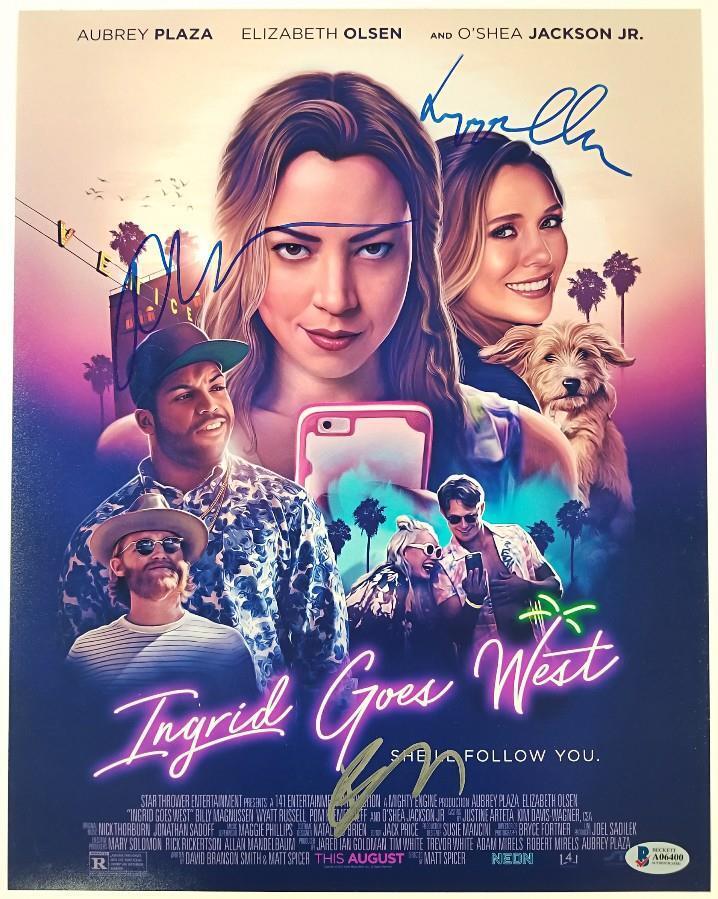 AUBREY PLAZA + ELIZABETH OLSEN Signed 11x14 Photo Poster painting Ingrid Goes West ~ BAS COA