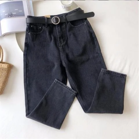 Tanguoant Women Solid Hot Sale 3XL Loose Simple Ankle-length Leisure Chic Stylish All-match Womens Jean Harajuku Hip-hop New Arrival