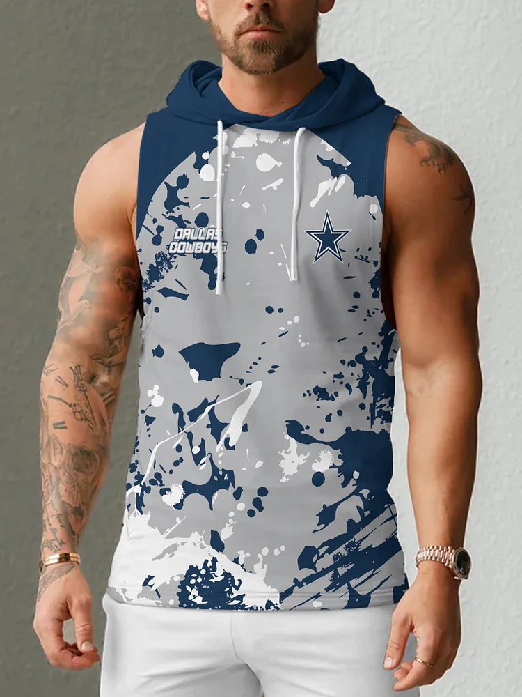 Dallas Cowboys Men's  Casual Comfy Sleeveless Hooded Tank Top