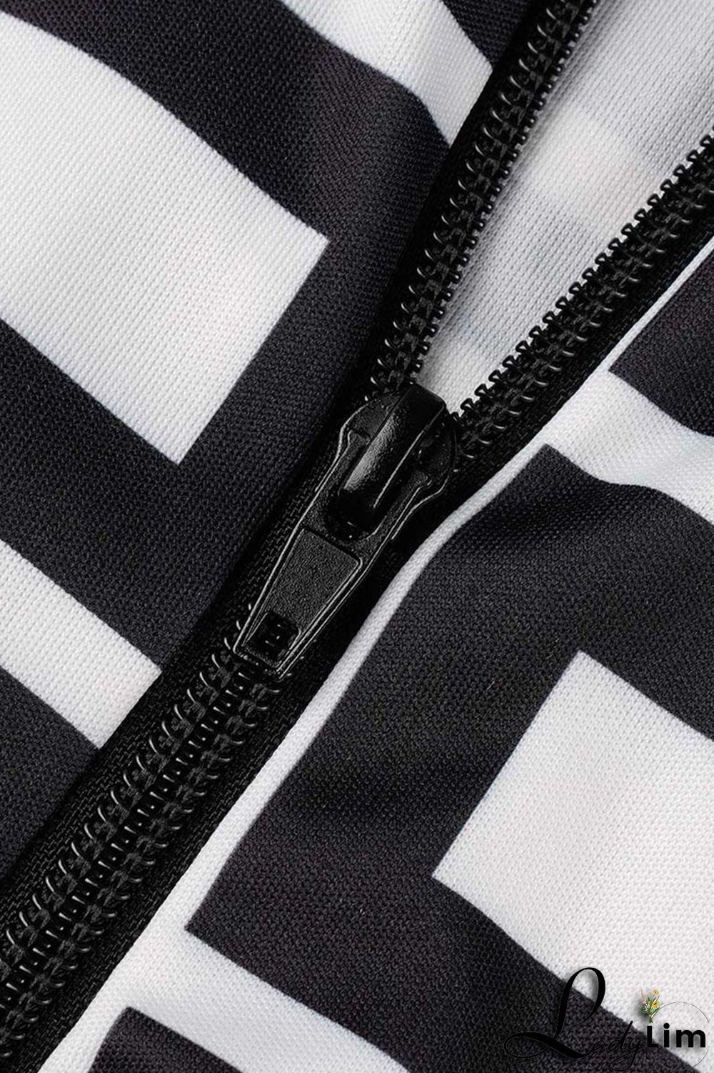 Black And White Casual Print Asymmetrical Half A Turtleneck Long Sleeve Two Pieces