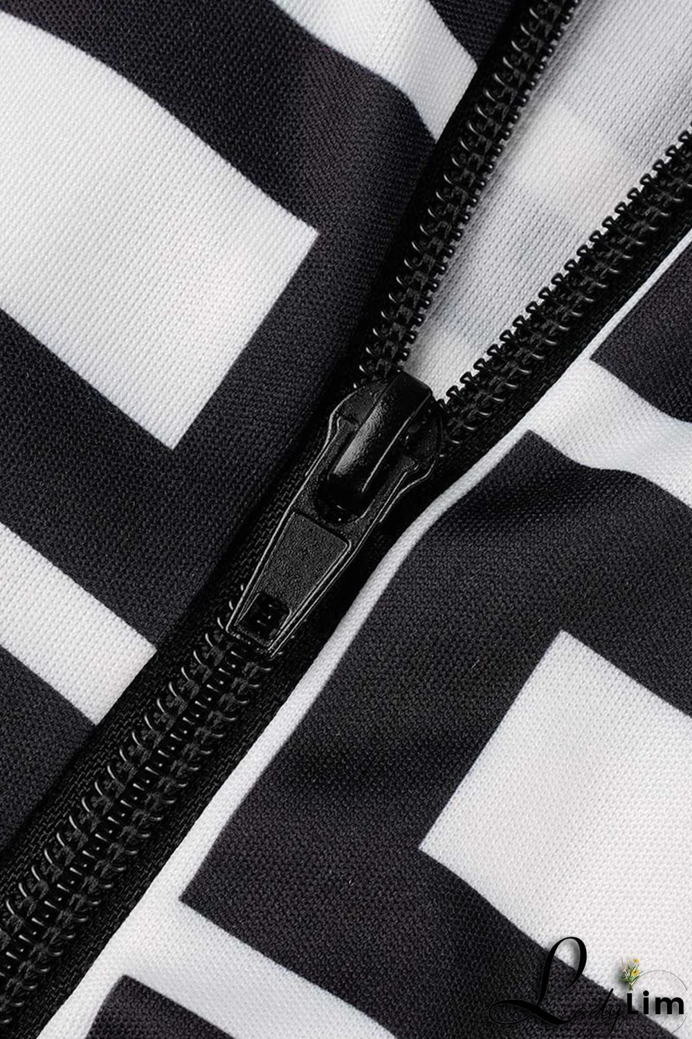 Black And White Casual Print Asymmetrical Half A Turtleneck Long Sleeve Two Pieces