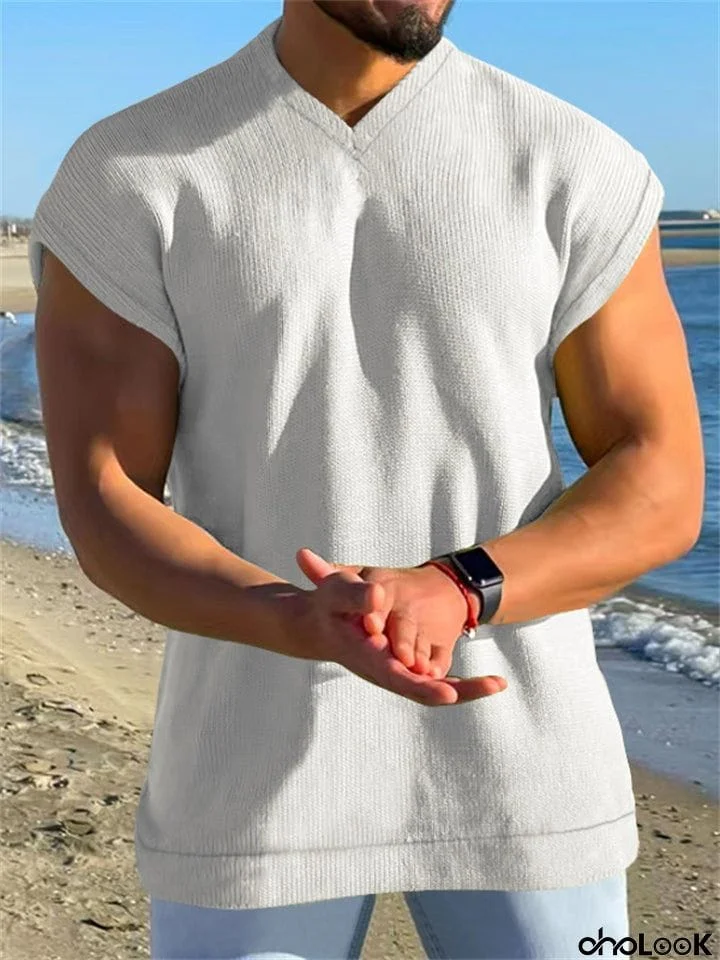 Men's Casual Breathable Sleeveless Pullover V Neck Vest for Summer