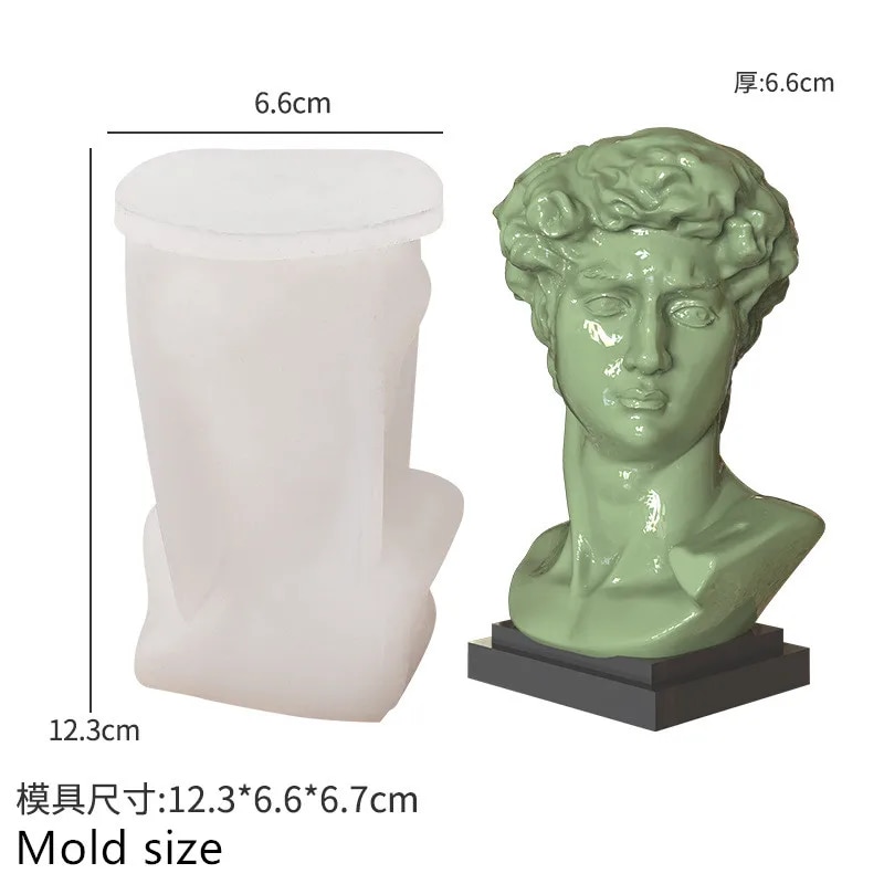 Epoxy Resin Silicone Mold David Head Vase Silicone Molds Pot Gypsum Mold Pen Holder Flowerpot Vase Potted Clay Moulds