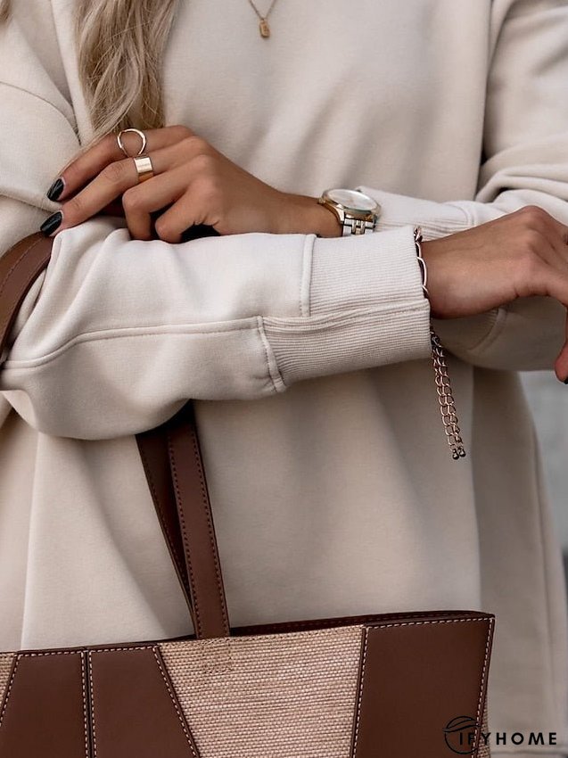 Sweatshirt Tracksuit Pants Sets Pants Trousers Active Streetwear Pink Khaki Sports Outdoor Casual Solid Color Crew Neck S M L XL XXL for Women | IFYHOME